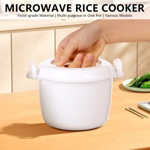 Image of DOITOOL Microwave Rice Cooker 2 Quart, Microwave Steamer for Vegetables, 1.8L Professional Large Micro Cookware for Grains, Pasta & Potatoes - BPA Free, Dishwasher Safe