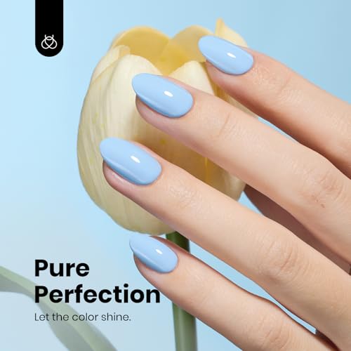 Image of Beetles Light Blue Gel Nail Polish - HEMA-Free Pastel Baby Blue Gel Polish, 8ML /0.27Fl Oz Soak Off UV LED Lamp Pastel Nails Art, Long-Lasting Manicure Salon DIY Home Bright Summer Nails