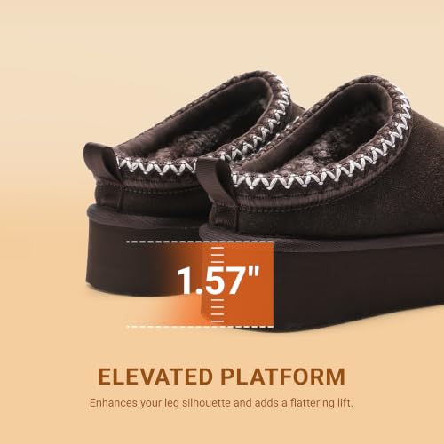 Image of DREAM PAIRS Women's Platform Genuine Suede House Slippers