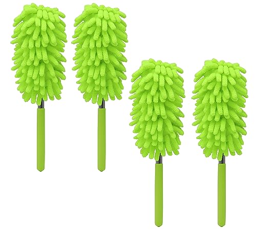 Image of Microfiber Delicate Duster, Comfortable Non Slip Handle, Detachable Washable Duster Head, Used to Clean Cars, Computers, Air Conditioners, Televisions and Other Products(4Pack /Green)