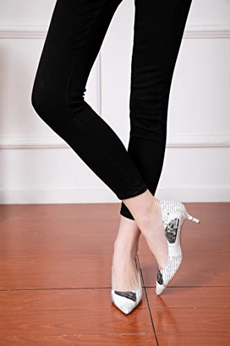 Image of Reindee Lusion Womens Low Kitten Comfortable High Heels Music Note Printed Closed Toe Sexy Pumps Shoes