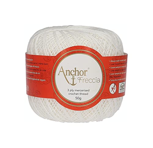 Anchor Freccia Stärke 6 4771006-07901 weiß Häkelgarn, 100 % Baumwolle