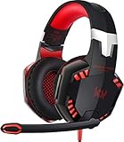 iMounTEK Kotion Each Wired Gaming Headset W/Noise Cancelling Mic. Stereo Bass Sound, 3.55mm Jack, LED Light, Soft Memory Earmuffs Headphones for PS4/PS3/Xbox One S/Xbox One/Nintendo Switch/Tablet/PC