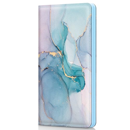 Pisypox Checkbook Cover for Personal Checkbook，Patterned Pu Leather check book covers for women and men，with Pen Holder & Built-in Clear Plastic Divider for Duplicate Checks