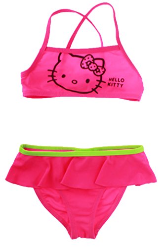 Hello kitty Maillot de Bain brassière 2 pièces Fluo Enfant Fille de 3 à 8ans (3ans, Rose)