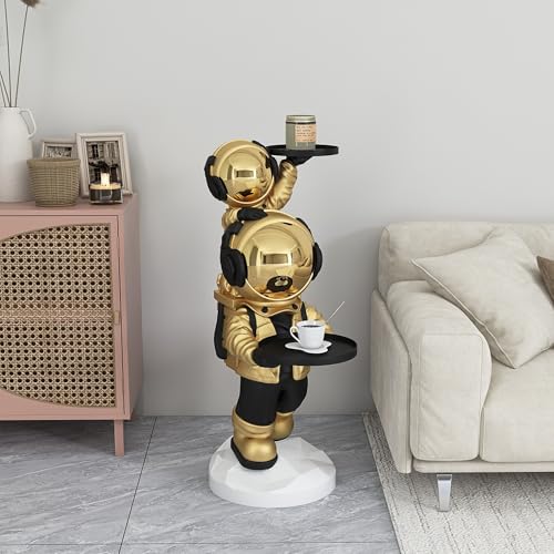 Figura grande de astronauta dorado con bandejas decorativas miniatura 4
