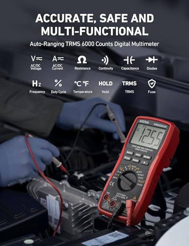 Image of AstroAI Digital Multimeter TRMS 6000 Counts Volt Meter Ohmmeter Auto-Ranging Tester; Accurately Measures Voltage Current Resistance Diodes Continuity Duty-Cycle Capacitance Temperature, Black
