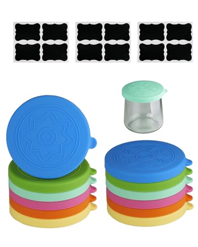TEHDYCU Oui Yogurt Jar Lids 12 Pack, Silicone Covers for 5Oz Oui Yogurt Jars, Food-Grade Reusable Silicone Canning Lids, Perfect for Oui Yogurt Bottles