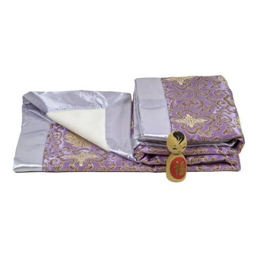 Light Purple Fortune Flower Print - I Frogee Brocade Fleece Blankets Light Purple Fortune Flower Print - I Frogee Brocade Fleece Blankets
