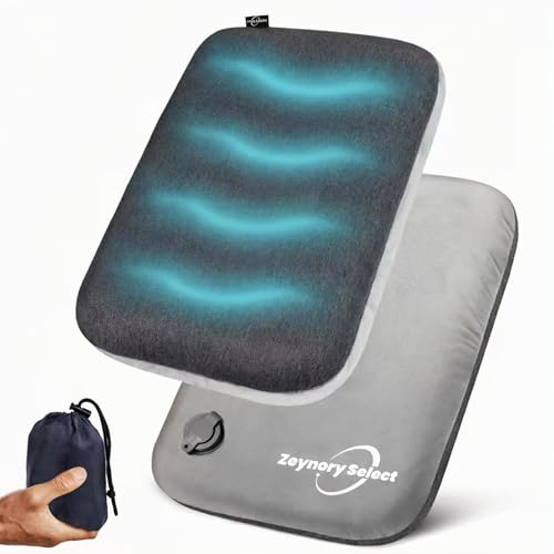 Inflatable Seat Cushion with Soft Comfort Cover - Portable Travel Air Pad for Long Flights & Airplane - Support for Stadium Bleachers & Outdoor Events - Compact, Lightweight & Supportive (Grey)