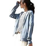 [アンドイット] UVカット パーカー 指穴 ZIP レディース 羽織り トップス (L, 24アッシュブルー)