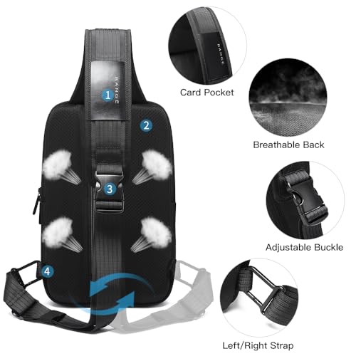 Image of BANGE Sling Backpack with Lock, Anti Theft Crossbody Shoulder Bag for Men Women, Waterproof Small Daypack with USB Charging Port for Outdoor Sports