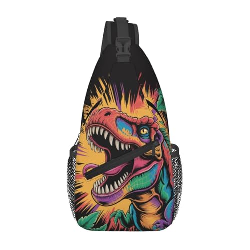 Dinosaur Crossbody Sling Bag For Women Men Adjustable Chest Bag Sling Backpack Casual Shoulder Bag Daypack