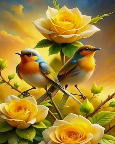 Diamond painting oiseau kit complet toile 40x50 artisanat maison