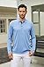 Men's Casual Polo Shirts Classic Button Basic Long Sleeve Shirt Solid Color Cotton Tees Stylish Tops Dark Blue