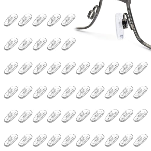 YAZWUR 25 paires de plaquettes de nez pour lunettes et lunettes de soleil, coussinets de nez à clipser, en silicone souple (avec boîte de rangement)...