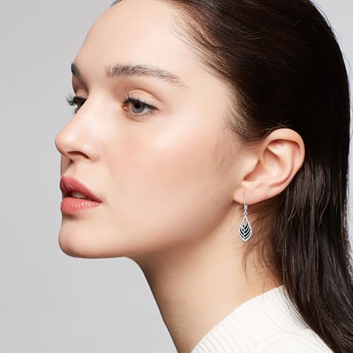 PELOVNY Turquoise/Black Onyx/Moss Agate/Larimar/Lapis Lazuli/Abalone/Moonstone/Pink Opal Earrings S925 Sterling Silver Teardrop Dangle Earrings Jewelry for Women Mothers Day Birthday Christmas Gifts3