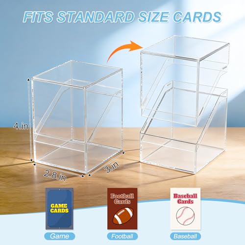 Mlikero 6 Pack Acrylic Card Boxes, Sturdy Trading Card Storage Cases Holding 100+ Sleeved Cards, Clear & Black, MTG, Baseball & Sport Cards