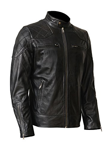 Mens David Beckham Black Real Leather Jacket Vintage Slim FIT Genuine Leather2