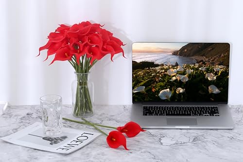 Image of SITUMEIZI 24 Pcs Black Fake Flowers Artificial Calla Lily