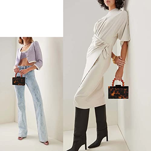 Image of Women Acrylic Clutch Purse Leopard Print Evening Bag Chain Formal Handbag Party Bridal Wedding Clutch Purse for Women