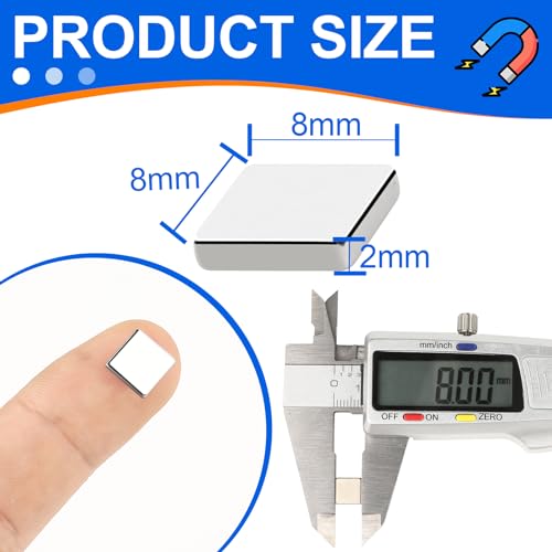 50 Pack Strong Neodymium Bar Magnets,Powerful Rare Earth Neodymium Magnets Perfect for Fridge, Garage, Kitchen, Craft, Office etc 8 x 8 x 2 mm