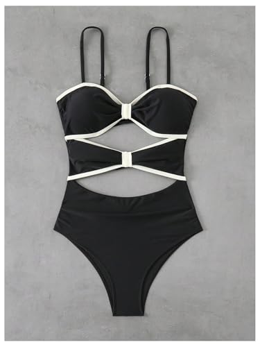 Milumia Women's One Piece Cut Out Tie Back Monokini Swimwear Spaghetti Strap Swimsuits4