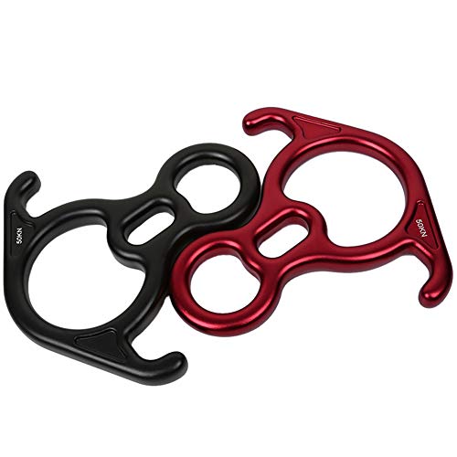 Aokwit 50Kn Rescue Figure, 8 Descender Large Bent-Ear Belaying And Rappelling Gear Belay Device Climbing For Rock Climbing Peak Rescue 7075 Aluminum Alloy (Red) #TOP5