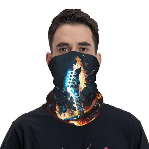 Fire flaming burning red guitar blue Neck Gaiter Face Cover Scarf Balaclava Bandana para Mujeres y Hombres Mascara para Motocicleta Ciclismo Riding Skiing Party miniatura 2