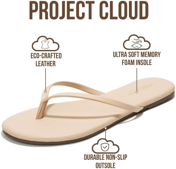 Project Cloud Filp Flops for Women Footwear- Lightweight and Memory Foam Insole Sandals for Women 2026 - Durable Non-Slip Beach Essentials Flats for Women Sandals (Foundations) - Image 3