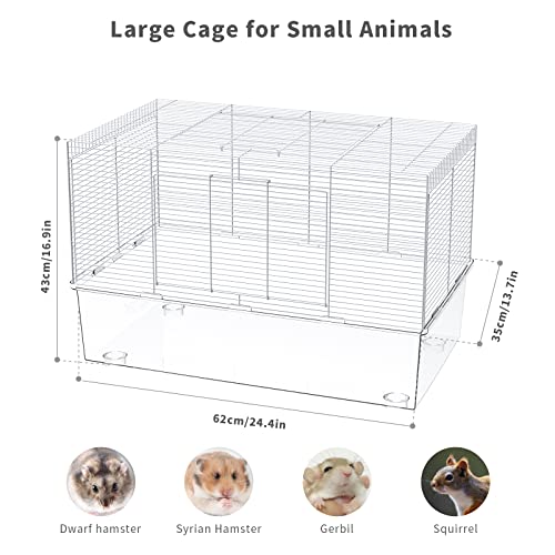 BUCATSTATE Hamster Cages with Dual Door, Transparent Small Animal Cage and Habitats for Rats, Gerbil, Guinea Pig, Mice, Syrian Dwarf Hamster, Bird (24.4\" L * 13.8\" W * 16.9\" H) - Thumbnail 2