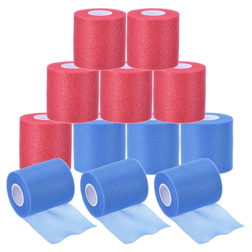 PATIKIL 12 Pack Foam Sports Pre-Wrap Athletic Tape Sports Elastic Wrap 30 Yard Breathable Bandage Rolls Tennis Racquet Grip Tape Cushion Wrap for Hair Ankles Wrist 2 Colors