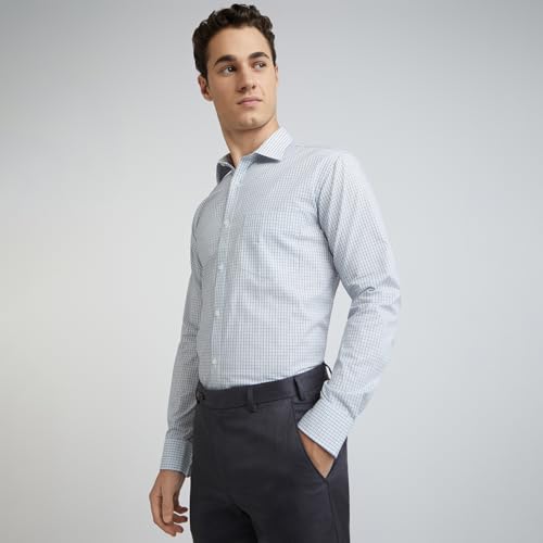 Image of Park Avenue Slim Fit Pure Cotton Checks Pattern Semi Cutaway Collar Formal Shirt
