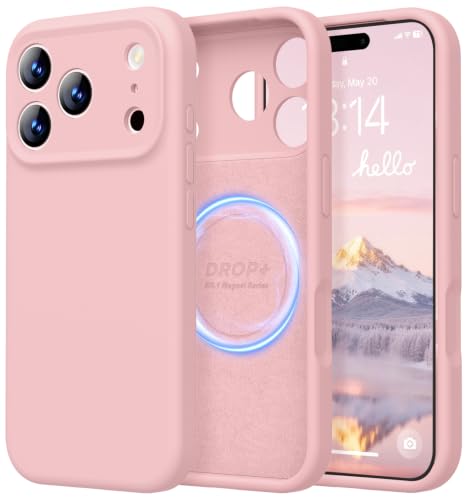 Image of LOVE 3000 Designed for iPhone 17 Pro Max Case, Premium Silicone [Compatible with Magsafe][Soft Anti-Scratch Microfiber Lining] Shockproof Protective Phone Case for Men Women 6.9 inch, Pink Sand