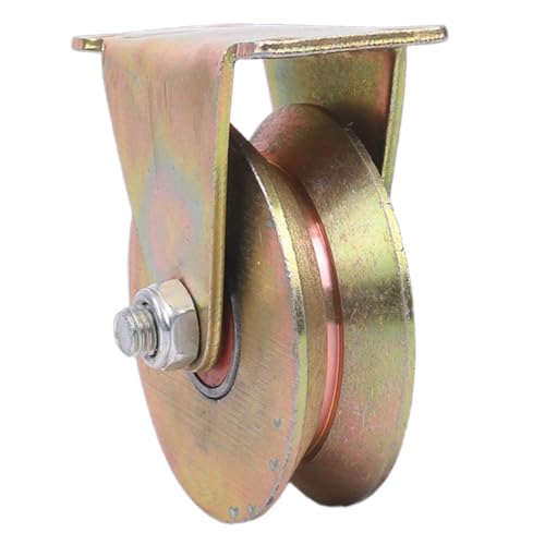 iplusmile Heavy Duty 4 Inch V-shaped Steel Wire Rope Pulley with Bearing Ceiling Mount Cable Pulley Wheel for Garage Door Lifting