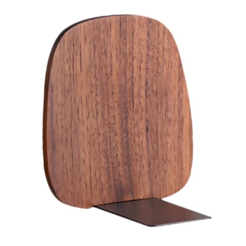PRETYZOOM Sujetalibros de Madera Nogal Negro Soporte para Libros Ovalado Tope para Libros Antideslizante para Estantes Hogar Oficina y Biblioteca