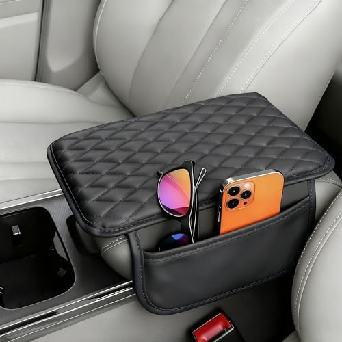 Upgraded Car Center Console Cover, Leather Armrest Cushion Pad wi...