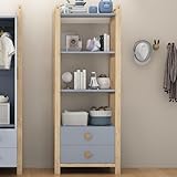 【Concept de rangement organisé】:Cette étagère murale en bois propose 4 niveaux de rangement avec 3 étagères ouvertes pour vos livres et objets décoratifs, et 2 tiroirs pour dissimuler les petits objets du quotidien. Une solution idéale pour organiser votre intérieur avec style.