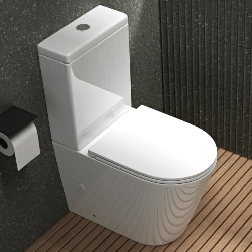 Mai & Mai Stand WC mit Spülkasten aus Keramik spülrandloses-WC Weiß 36x63x82cm bodenstehende-Toilette mit Absenkautomatik inkl. Spülkasten Stand108T