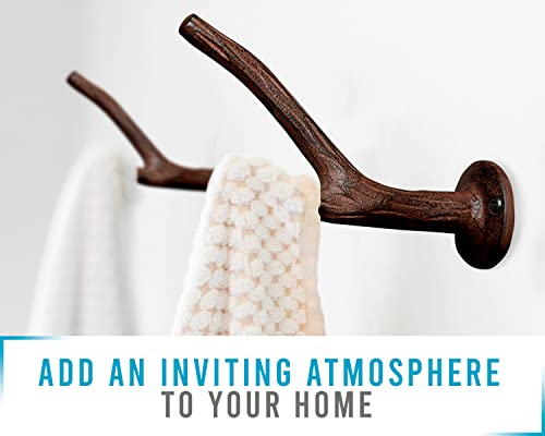 Cast Iron Branch Wall Mounted Hook - Wall Hook For Coat, Jacket, Etc - Wall Mounted Coat Hook - Vintage, Rustic, Decorative - With Screws And Anchors - 5" Long #TOP1