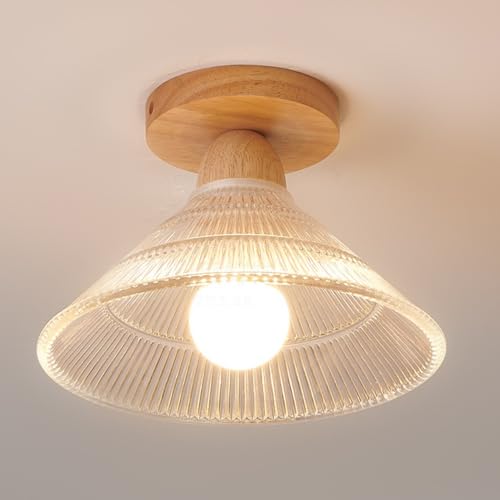 Lámpara de techo de madera para cocina pasillo armario y trastero con casquillo E27 semiempotrada