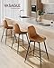 VASAGLE Bar Stools Set of 2, Counter Height Bar Stools with Back, Ergonomic Backrest, Synthetic Leather, Metal Legs, 24.8-Inch Tall Barstools for Kitchen Island Home Bar, Easy Assembly, Caramel Brown