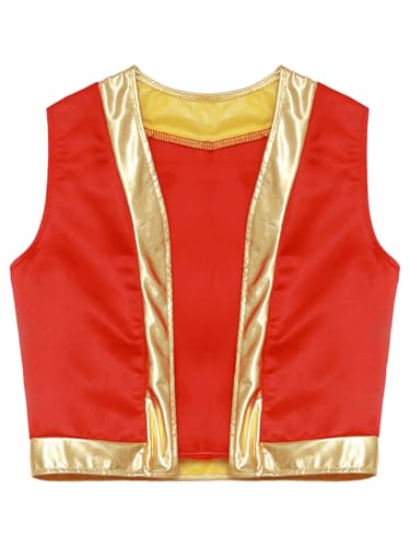 Kids Boys Girls Golden Vest Sleeveless Open Front Suit Vest Halloween Dressy Waistcoat3