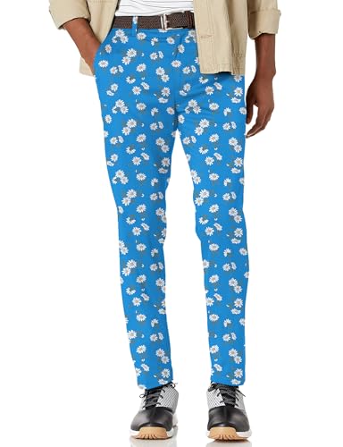 Maylian Men's Blue Daisy Stretch Golf Pants Trousers (40W x 29L)