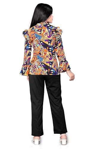 Image of Girls /Kids Printed Floral Designer Top and Palazzo Set Crop Top and Palazzo Set Printed /Fancy Palazzo and top Set for Girls with tie in Waist