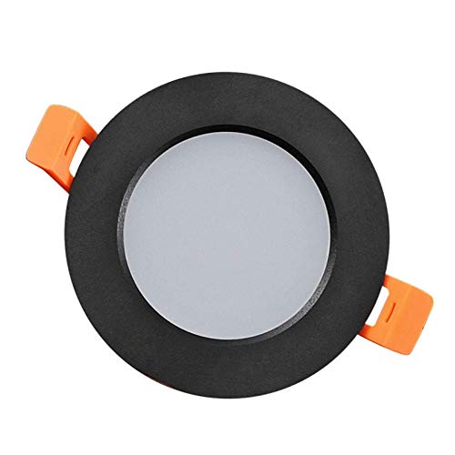 ZEDARO Luz de techo empotrada LED 3W Focos negros Lámpara de panel plano Recorte de techo 65-80 mm Blanco cálido 3000K con AC 85- ​​Drive Iluminación para sala de estar Cocina Dormitorio Pasillo