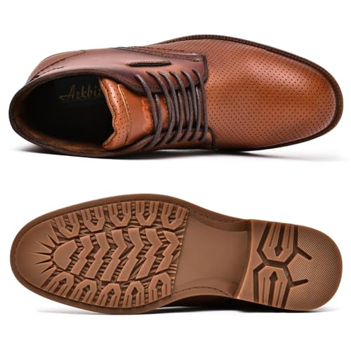 Image of Arkbird Men's Chukka Boots, Leather Ankle Dress Boot Casual Oxfords Lace Up Work Shoes Brownness 12