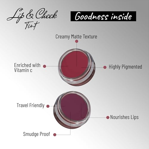 Image of Seven Seas Lips & Cheek Tint Combo Pack of 2 | Matte Natural Blush for Women | Lip Tint with Vitamin E | Nourishing Cheek Tint (Mandy, Wine Berry)