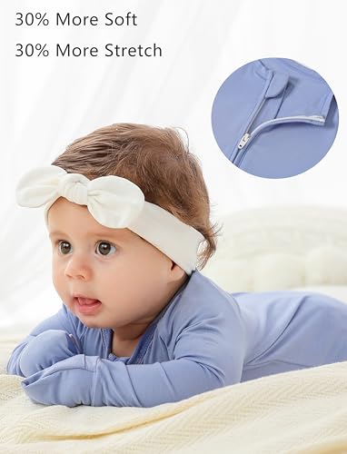 JunNeng Viscose from Bamboo Baby Sleeper,Newborn Footie Pajamas with 2 Way Zipper & Fold Over Mittens,0-12M3