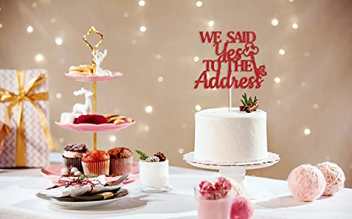 Red Glitter We Said Yes To The Address Cake Topper, Welcome Home, New House, Welcome Back, Retirement Family Party Decorations Supplies #TOP5